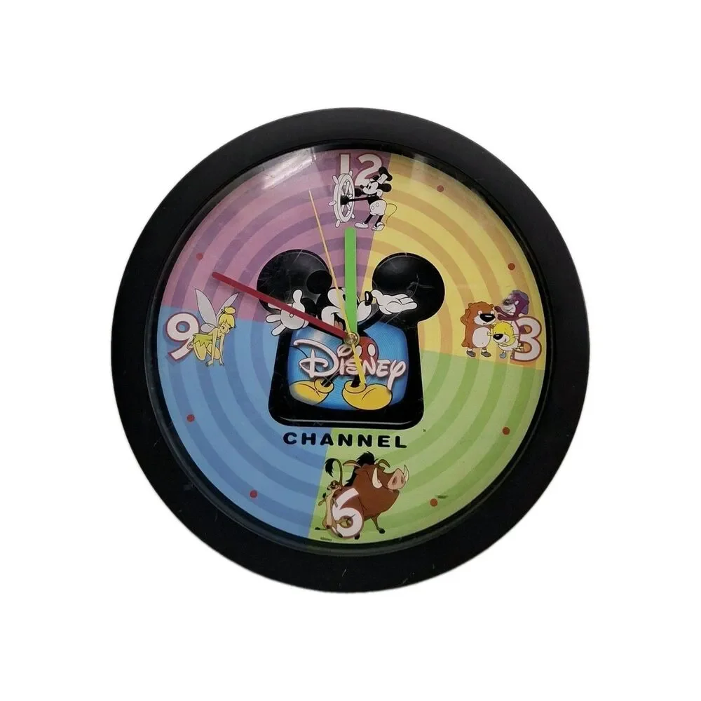 Vintage Disney Channel Mickey Mouse Wall Clock Rainbow Retro 90s Tested Working